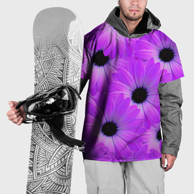 Накидка на куртку 3D с принтом Фиолетовые ромашки , 100% полиэстер |  | 