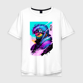 Мужская футболка хлопок Oversize с принтом Ninja  Japan   pop art   neural network , 100% хлопок | свободный крой, круглый ворот, “спинка” длиннее передней части | Тематика изображения на принте: 