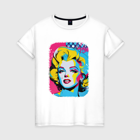 Женская футболка хлопок с принтом Enchanting Marilyn в Кировске, 100% хлопок | прямой крой, круглый вырез горловины, длина до линии бедер, слегка спущенное плечо | 