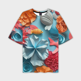 Мужская футболка oversize 3D с принтом Объемный  морской  мир в Кировске,  |  | Тематика изображения на принте: 