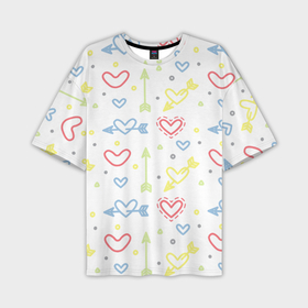 Мужская футболка oversize 3D с принтом Color hearts в Петрозаводске,  |  | 