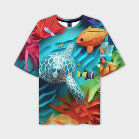 Мужская футболка oversize 3D с принтом Объемная фэнтази черепаха в Тюмени,  |  | Тематика изображения на принте: 