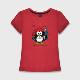 Женская футболка хлопок Slim с принтом Пингвин Карибского моря в Петрозаводске,  |  | 