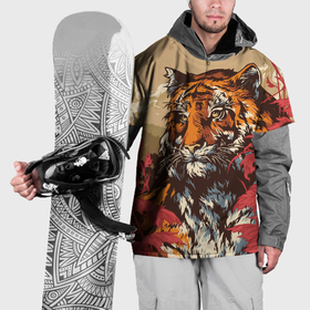 Накидка на куртку 3D с принтом Японский тигр арт в Новосибирске, 100% полиэстер |  | 