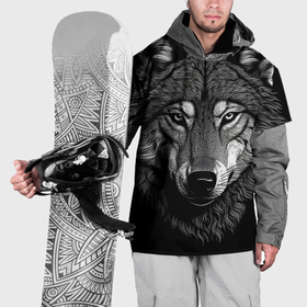 Накидка на куртку 3D с принтом Спокойный уверенный волк , 100% полиэстер |  | Тематика изображения на принте: 