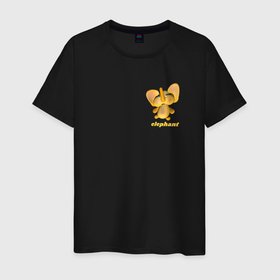 Мужская футболка хлопок с принтом Маленький желтый слоненок в Курске, 100% хлопок | прямой крой, круглый вырез горловины, длина до линии бедер, слегка спущенное плечо. | 