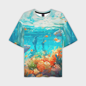 Мужская футболка oversize 3D с принтом Морской  подводный мир в Кировске,  |  | Тематика изображения на принте: 