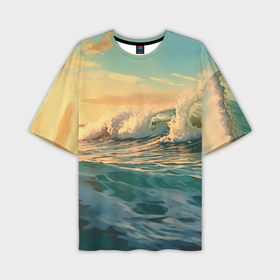 Мужская футболка oversize 3D с принтом Волны  моря в Санкт-Петербурге,  |  | 