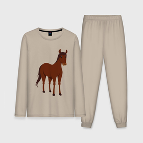 Мужская пижама с лонгсливом хлопок с принтом Прекрасная лошадка в Курске,  |  | 