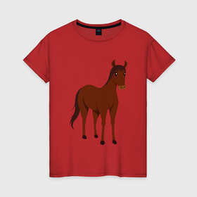Женская футболка хлопок с принтом Прекрасная лошадка в Петрозаводске, 100% хлопок | прямой крой, круглый вырез горловины, длина до линии бедер, слегка спущенное плечо | 