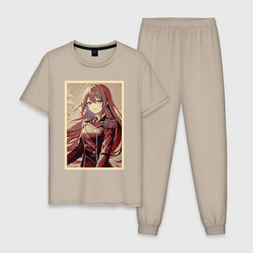 Мужская пижама хлопок с принтом Аниме девушка в костюме императора , 100% хлопок | брюки и футболка прямого кроя, без карманов, на брюках мягкая резинка на поясе и по низу штанин
 | 