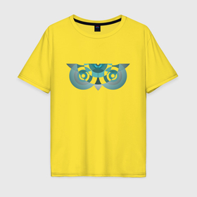 Мужская футболка хлопок Oversize с принтом геометрическая сова в Тюмени, 100% хлопок | свободный крой, круглый ворот, “спинка” длиннее передней части | 