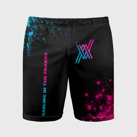 Мужские шорты спортивные с принтом Darling in the FranXX   neon gradient: надпись, символ в Курске,  |  | 