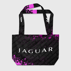 Пляжная сумка 3D с принтом Jaguar pro racing: надпись и символ в Санкт-Петербурге, 100% полиэстер | застегивается на металлическую кнопку; внутренний карман застегивается на молнию. Стенки укреплены специальным мягким материалом, чтобы защитить содержимое от несильных ударов
 | 