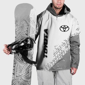 Накидка на куртку 3D с принтом Toyota speed на светлом фоне со следами шин: надпись, символ в Екатеринбурге, 100% полиэстер |  | Тематика изображения на принте: 