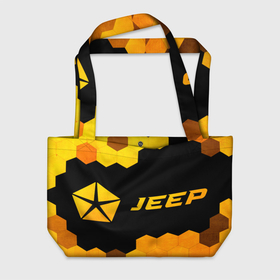 Пляжная сумка 3D с принтом Jeep   gold gradient: надпись и символ в Курске, 100% полиэстер | застегивается на металлическую кнопку; внутренний карман застегивается на молнию. Стенки укреплены специальным мягким материалом, чтобы защитить содержимое от несильных ударов
 | 