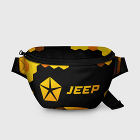 Поясная сумка 3D с принтом Jeep   gold gradient: надпись и символ в Курске, 100% полиэстер | плотная ткань, ремень с регулируемой длиной, внутри несколько карманов для мелочей, основное отделение и карман с обратной стороны сумки застегиваются на молнию | 