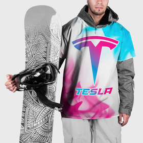 Накидка на куртку 3D с принтом Tesla neon gradient style в Санкт-Петербурге, 100% полиэстер |  | Тематика изображения на принте: 