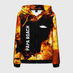Мужская толстовка 3D на молнии с принтом Papa Roach и пылающий огонь в городе Новоалтайск, 100% полиэстер | длина до линии бедра, манжеты и пояс оформлены мягкой тканевой резинкой, двухслойный капюшон со шнурком для регулировки, спереди молния, по бокам два кармана | Тематика изображения на принте: 