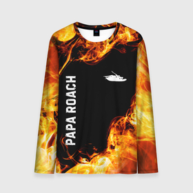 Мужской лонгслив 3D с принтом Papa Roach и пылающий огонь в городе Новоалтайск, 100% полиэстер | длинные рукава, круглый вырез горловины, полуприлегающий силуэт | 