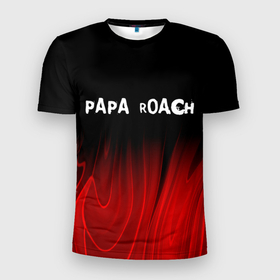 Мужская футболка 3D Slim с принтом Papa Roach red plasma в Санкт-Петербурге, 100% полиэстер с улучшенными характеристиками | приталенный силуэт, круглая горловина, широкие плечи, сужается к линии бедра | 