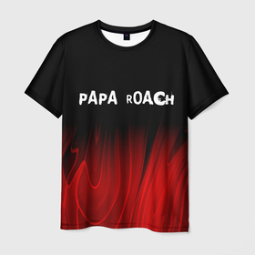 Мужская футболка 3D с принтом Papa Roach red plasma в Екатеринбурге, 100% полиэфир | прямой крой, круглый вырез горловины, длина до линии бедер | 