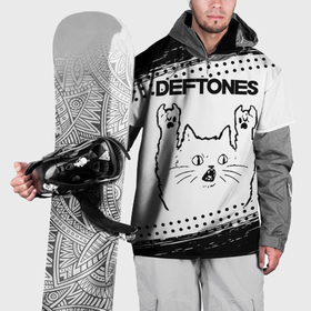 Накидка на куртку 3D с принтом Deftones рок кот на светлом фоне в Кировске, 100% полиэстер |  | 