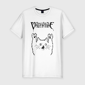 Мужская футболка хлопок Slim с принтом Bullet For My Valentine   rock cat , 92% хлопок, 8% лайкра | приталенный силуэт, круглый вырез ворота, длина до линии бедра, короткий рукав | 