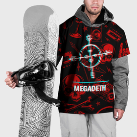 Накидка на куртку 3D с принтом Megadeth rock glitch в Екатеринбурге, 100% полиэстер |  | 