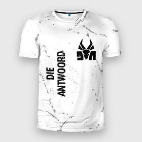 Мужская футболка 3D Slim с принтом Die Antwoord glitch на светлом фоне: надпись, символ , 100% полиэстер с улучшенными характеристиками | приталенный силуэт, круглая горловина, широкие плечи, сужается к линии бедра | Тематика изображения на принте: 