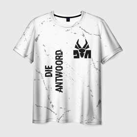 Мужская футболка 3D с принтом Die Antwoord glitch на светлом фоне: надпись, символ в Кировске, 100% полиэфир | прямой крой, круглый вырез горловины, длина до линии бедер | 