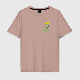 Мужская футболка хлопок Oversize с принтом Одуванчики красотки в Тюмени, 100% хлопок | свободный крой, круглый ворот, “спинка” длиннее передней части | 