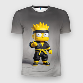 Мужская футболка 3D Slim с принтом Bart Simpson   ninja   Japan в Белгороде, 100% полиэстер с улучшенными характеристиками | приталенный силуэт, круглая горловина, широкие плечи, сужается к линии бедра | 