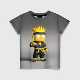 Детская футболка 3D с принтом Bart Simpson   ninja   Japan в Кировске, 100% гипоаллергенный полиэфир | прямой крой, круглый вырез горловины, длина до линии бедер, чуть спущенное плечо, ткань немного тянется | Тематика изображения на принте: 