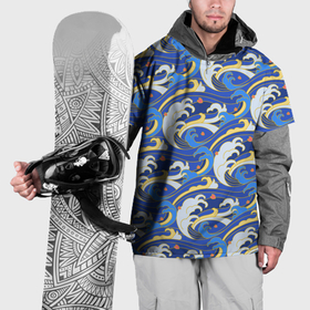 Накидка на куртку 3D с принтом Японский традиционный узор волн в Новосибирске, 100% полиэстер |  | 