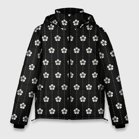 Мужская зимняя куртка 3D с принтом Японский узор цветов в Кировске, верх — 100% полиэстер; подкладка — 100% полиэстер; утеплитель — 100% полиэстер | длина ниже бедра, свободный силуэт Оверсайз. Есть воротник-стойка, отстегивающийся капюшон и ветрозащитная планка. 

Боковые карманы с листочкой на кнопках и внутренний карман на молнии. | Тематика изображения на принте: 