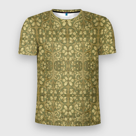 Мужская футболка 3D Slim с принтом Золотой виноградник в Кировске, 100% полиэстер с улучшенными характеристиками | приталенный силуэт, круглая горловина, широкие плечи, сужается к линии бедра | 
