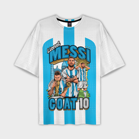 Мужская футболка oversize 3D с принтом Лионель Месси сборная Аргентины 10 в Петрозаводске,  |  | 