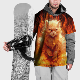 Накидка на куртку 3D с принтом Огненный рыжий котик в Санкт-Петербурге, 100% полиэстер |  | Тематика изображения на принте: 