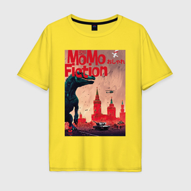 Мужская футболка хлопок Oversize с принтом MoMo   динозавр в Москве в Тюмени, 100% хлопок | свободный крой, круглый ворот, “спинка” длиннее передней части | 