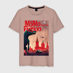 Мужская футболка хлопок с принтом MoMo   динозавр в Москве в Тюмени, 100% хлопок | прямой крой, круглый вырез горловины, длина до линии бедер, слегка спущенное плечо. | 
