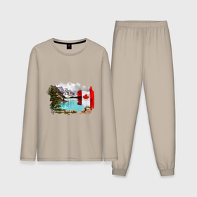 Мужская пижама с лонгсливом хлопок с принтом Канада и канадский флаг в Санкт-Петербурге,  |  | 