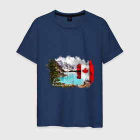 Мужская футболка хлопок с принтом Канада и канадский флаг в Санкт-Петербурге, 100% хлопок | прямой крой, круглый вырез горловины, длина до линии бедер, слегка спущенное плечо. | 