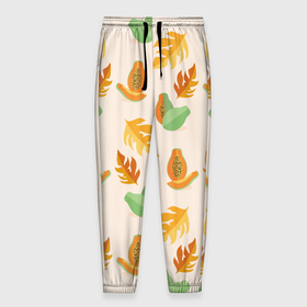 Мужские брюки 3D с принтом Осенняя папайя , 100% полиэстер | манжеты по низу, эластичный пояс регулируется шнурком, по бокам два кармана без застежек, внутренняя часть кармана из мелкой сетки | 