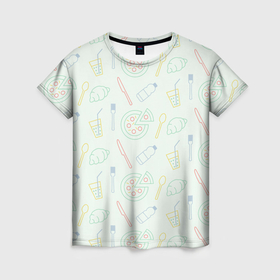 Женская футболка 3D с принтом Pizza lover в Новосибирске, 100% полиэфир ( синтетическое хлопкоподобное полотно) | прямой крой, круглый вырез горловины, длина до линии бедер | 