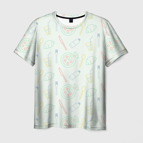 Мужская футболка 3D с принтом Pizza lover в Новосибирске, 100% полиэфир | прямой крой, круглый вырез горловины, длина до линии бедер | Тематика изображения на принте: 