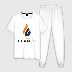 Мужская пижама хлопок с принтом Copenhagen Flames лого в Курске, 100% хлопок | брюки и футболка прямого кроя, без карманов, на брюках мягкая резинка на поясе и по низу штанин
 | 