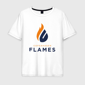 Мужская футболка хлопок Oversize с принтом Copenhagen Flames лого в Белгороде, 100% хлопок | свободный крой, круглый ворот, “спинка” длиннее передней части | Тематика изображения на принте: 