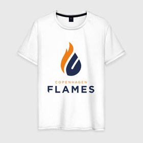 Мужская футболка хлопок с принтом Copenhagen Flames лого в Курске, 100% хлопок | прямой крой, круглый вырез горловины, длина до линии бедер, слегка спущенное плечо. | 