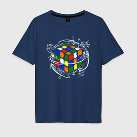 Мужская футболка хлопок Oversize с принтом Кубик Рубика в Санкт-Петербурге, 100% хлопок | свободный крой, круглый ворот, “спинка” длиннее передней части | 
